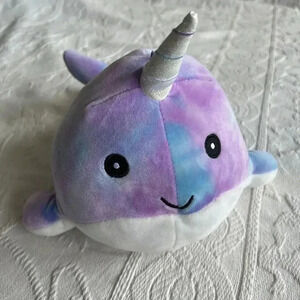 Squishmallows Hallie The Narwhal Galaxy Tie Dye 8” Kellytoy Purple Blue